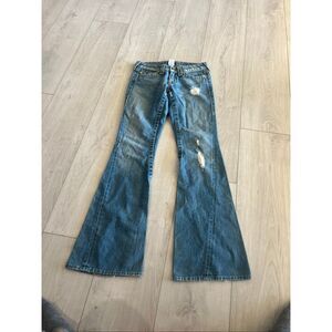 True Religion Y2K Distressed Grunge Stitch Joey Flare Jeans size 26